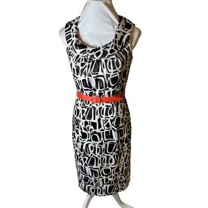 Y2K Black & White Geometric Sleeveless Dress - Size 4 dressbarn